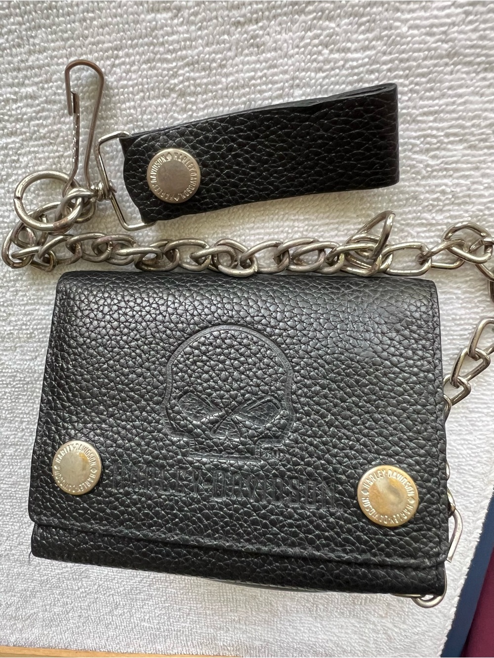 Harley-Davidson Black Leather Skull Chain Wallet